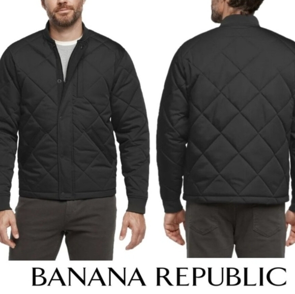 NWT Banana Republic Men’s Quilted Bomber Jacket Black